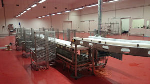 Service line for packaging frozen goods